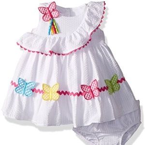 Bonnie Baby Applique Butterfly Dress & Bloomer 18M
